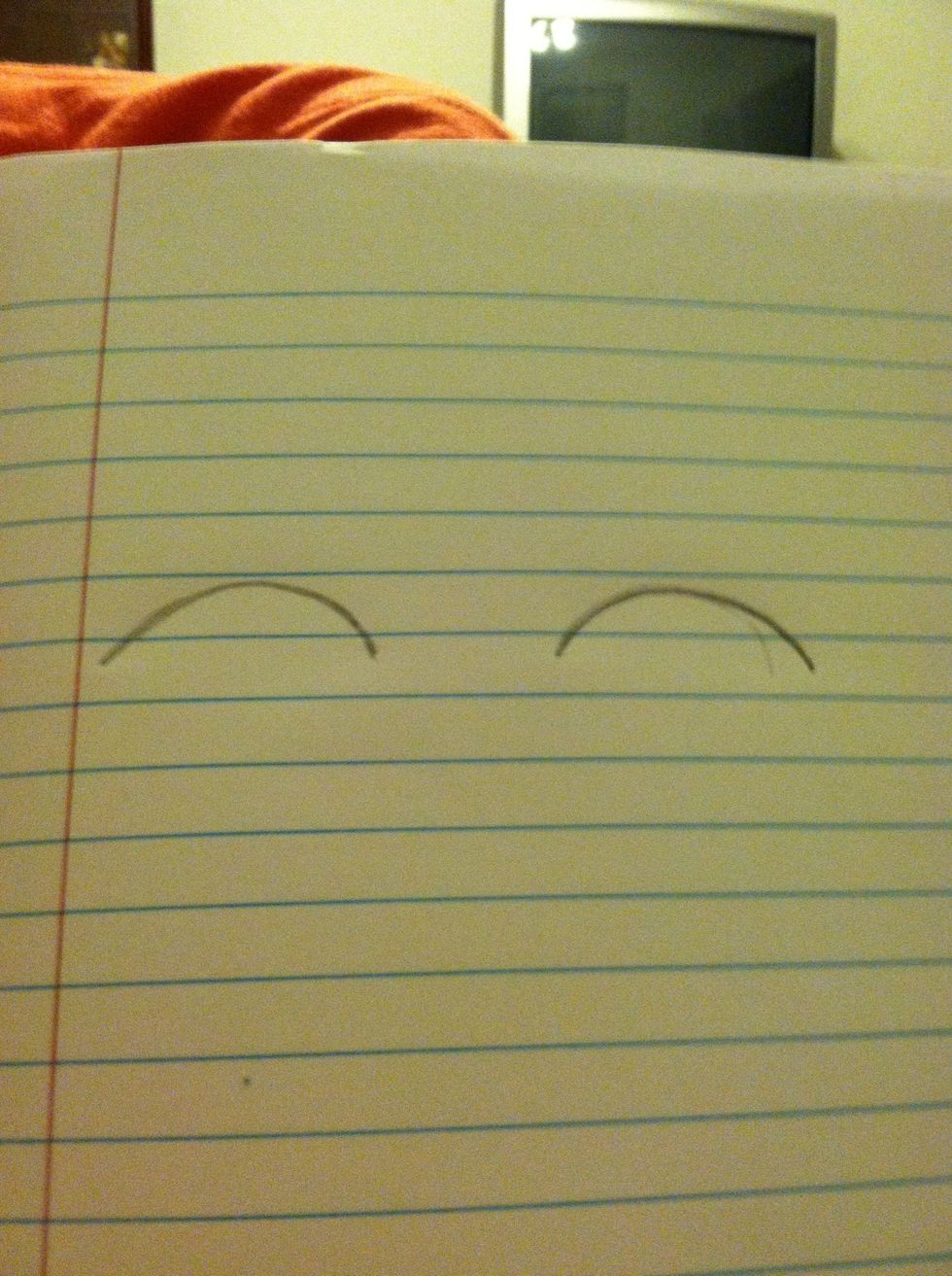 Draw two curved lines. Space them about 3 centimeters away from each other. Outline both lines 4 times to make the eyes bold.