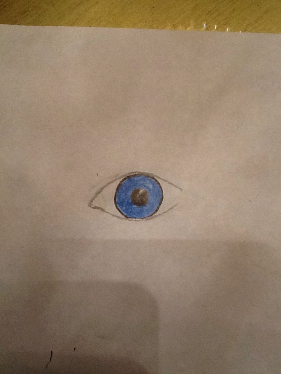 Draw two lines in around the blue circle like the lines in the picture.