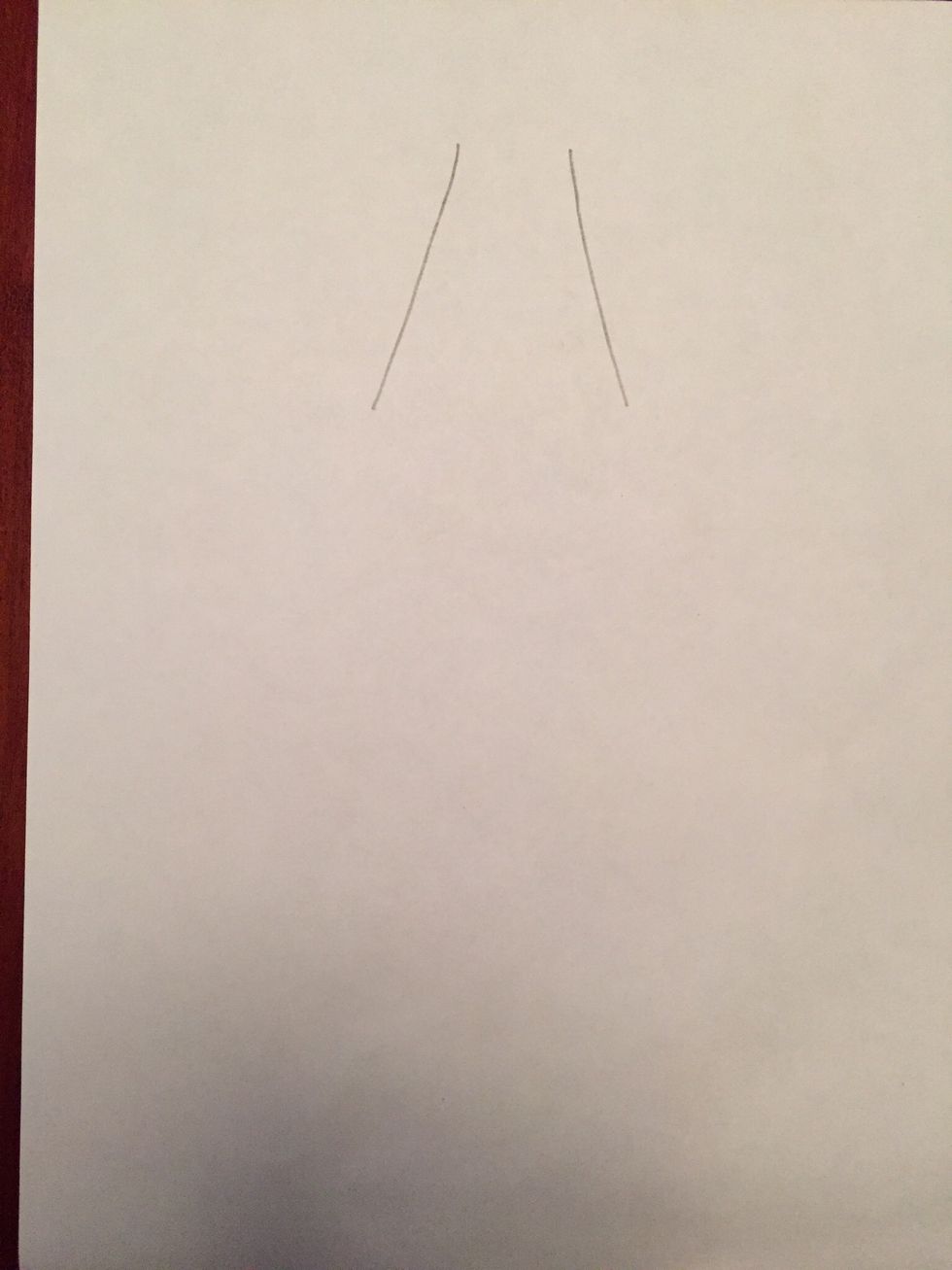 Draw two lines near the top of your paper for the neck of your bottle.