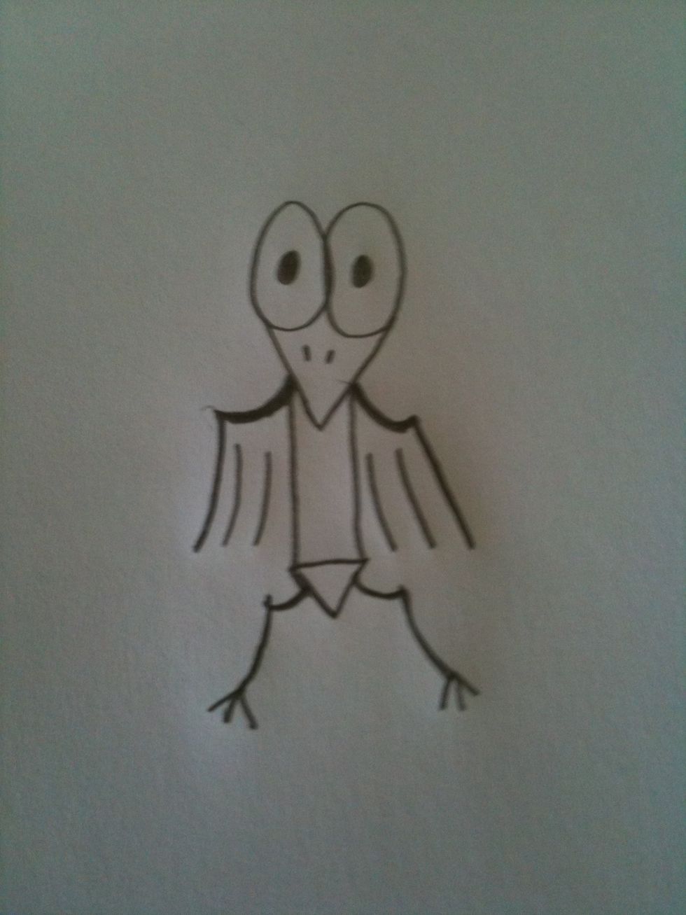 Draw two lines on either side to give affect to the feathers.