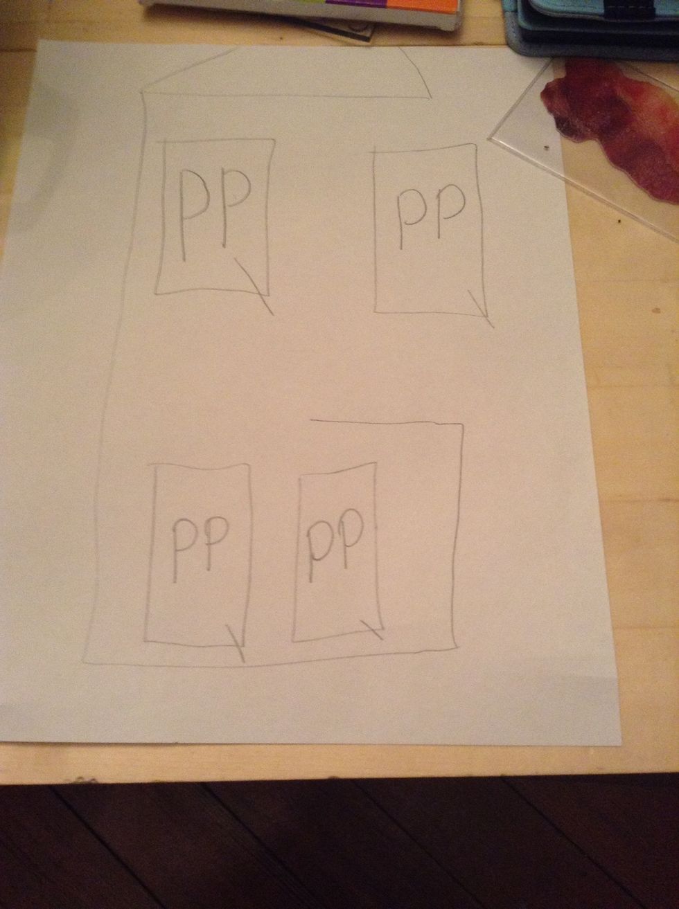 Draw TWO medium P's in all of your big Q's