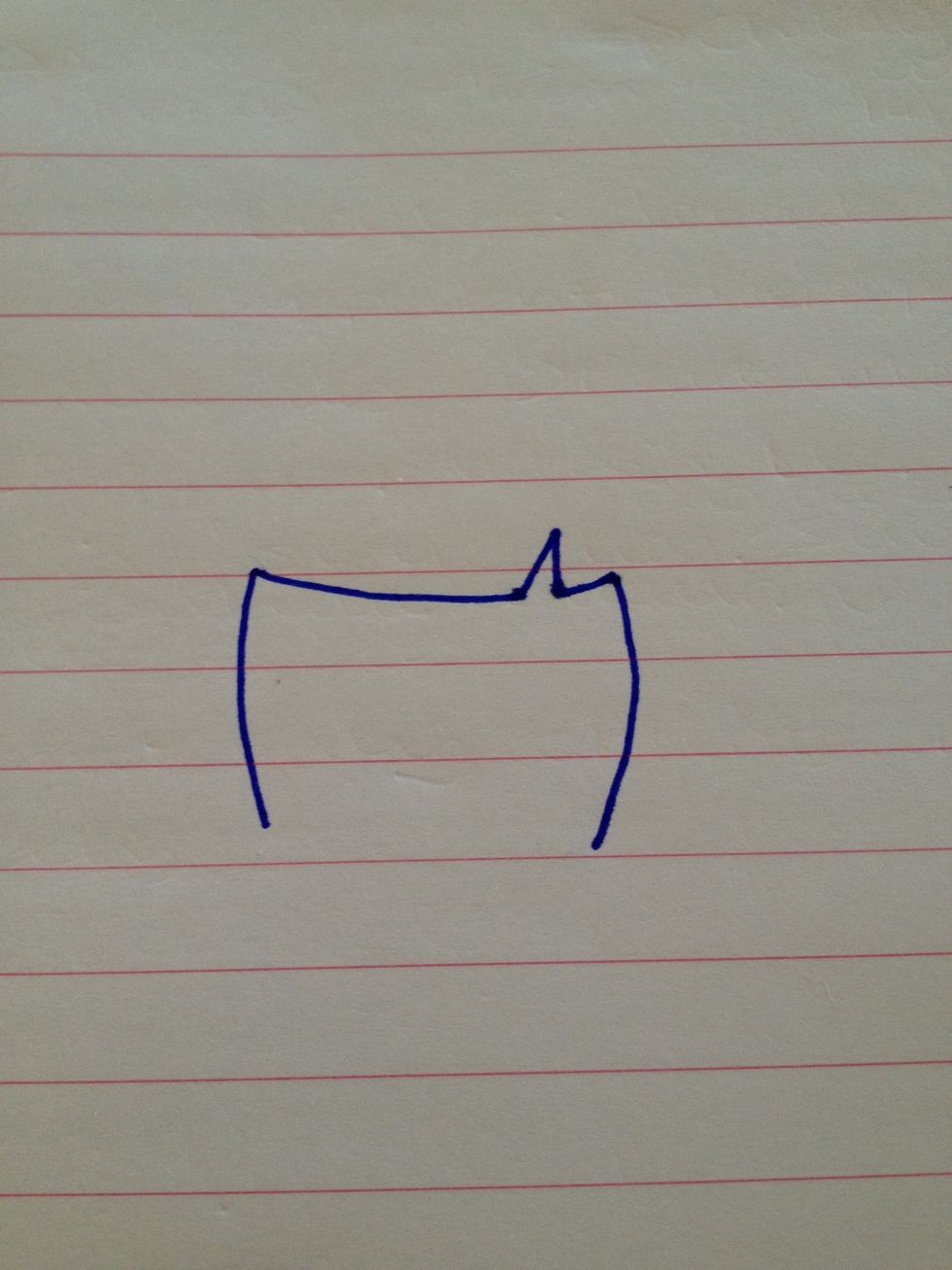 Draw two more curved lines coming down from the previous line.
