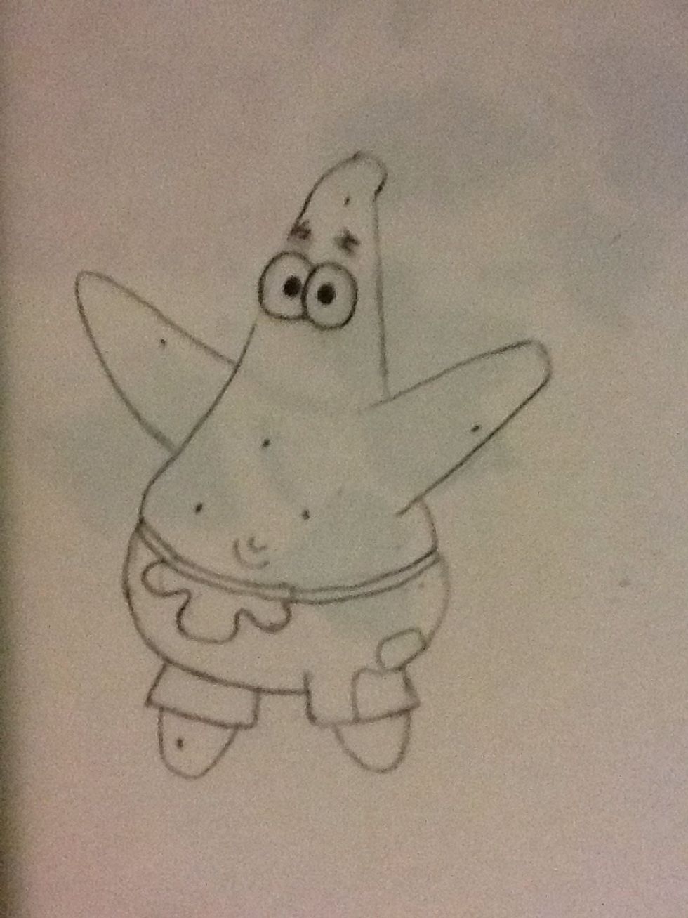 Draw two ovals for the eyes and smaller, colored in ovals for the pupil.