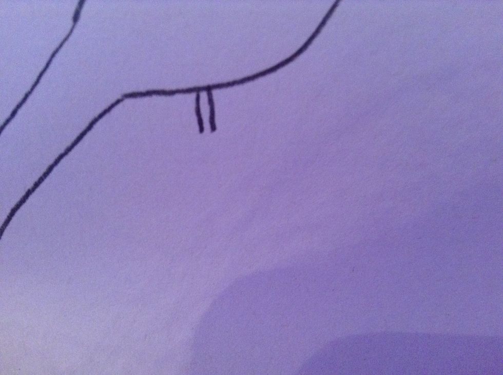 Draw two straight lines like this on four sides