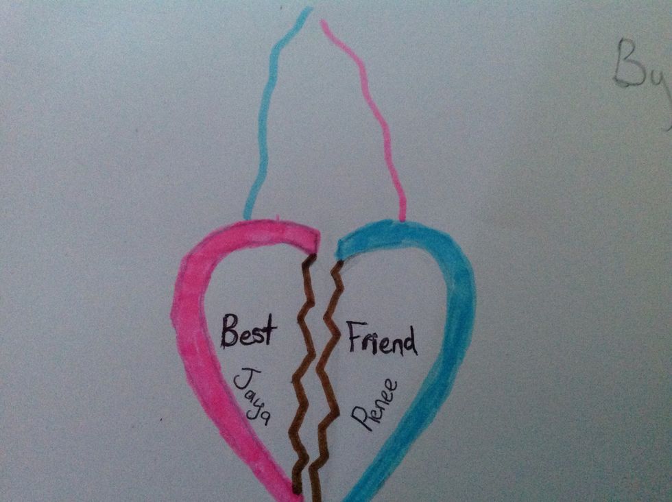 Draw with the textas two wiggly lines to represent the bond between you and your friend.