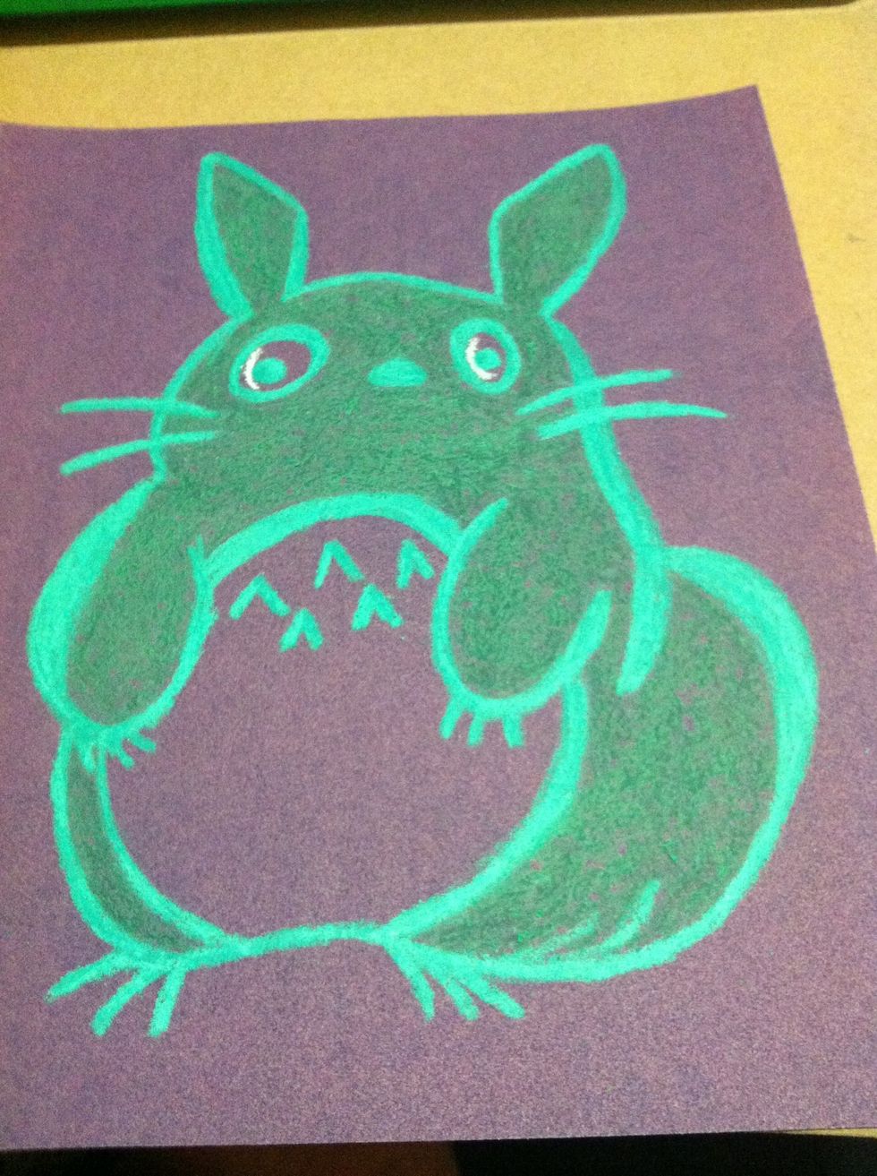 Draw your design on your sandpaper. I chose a Totoro. You can draw anything you want just keep it kind of simple. Some of the detail will be lost because of the texture of the sandpaper.