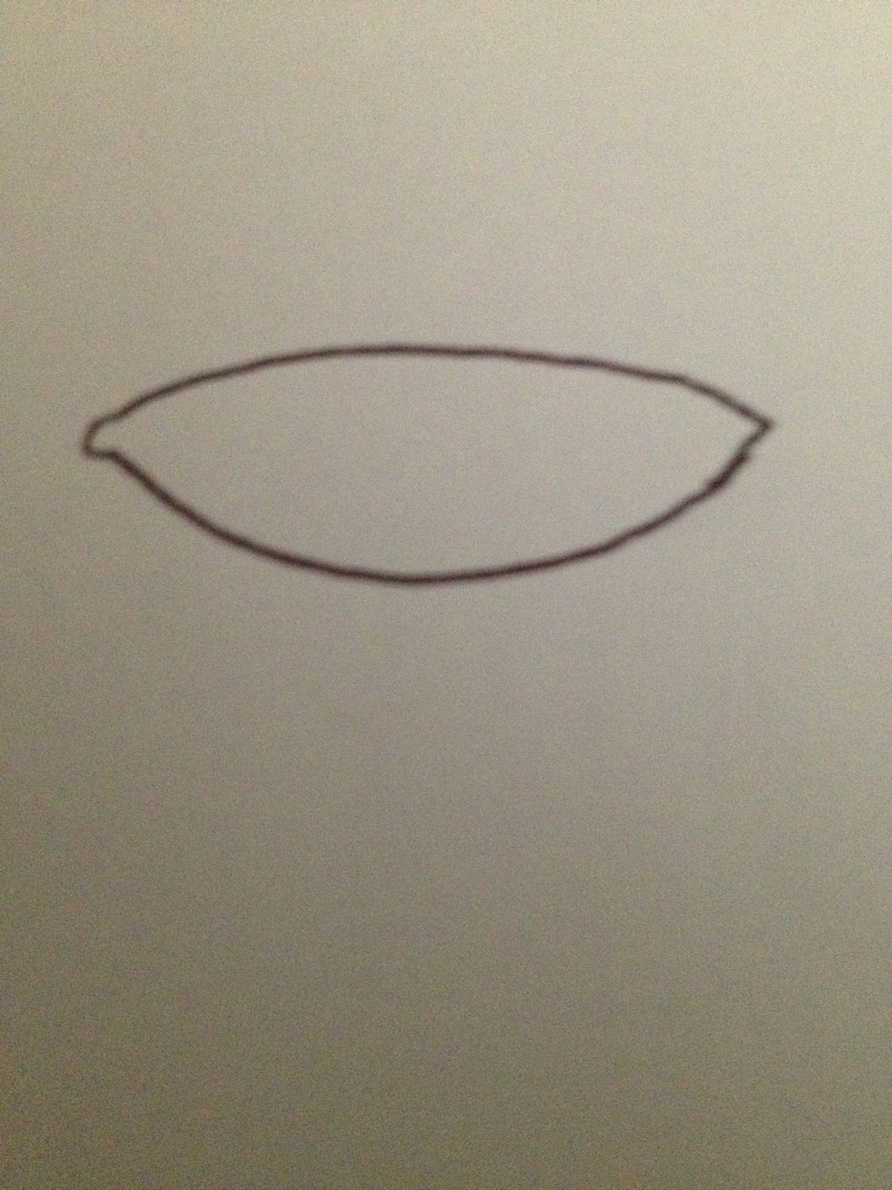 Draw your eye shape. Kind of like a lemon.