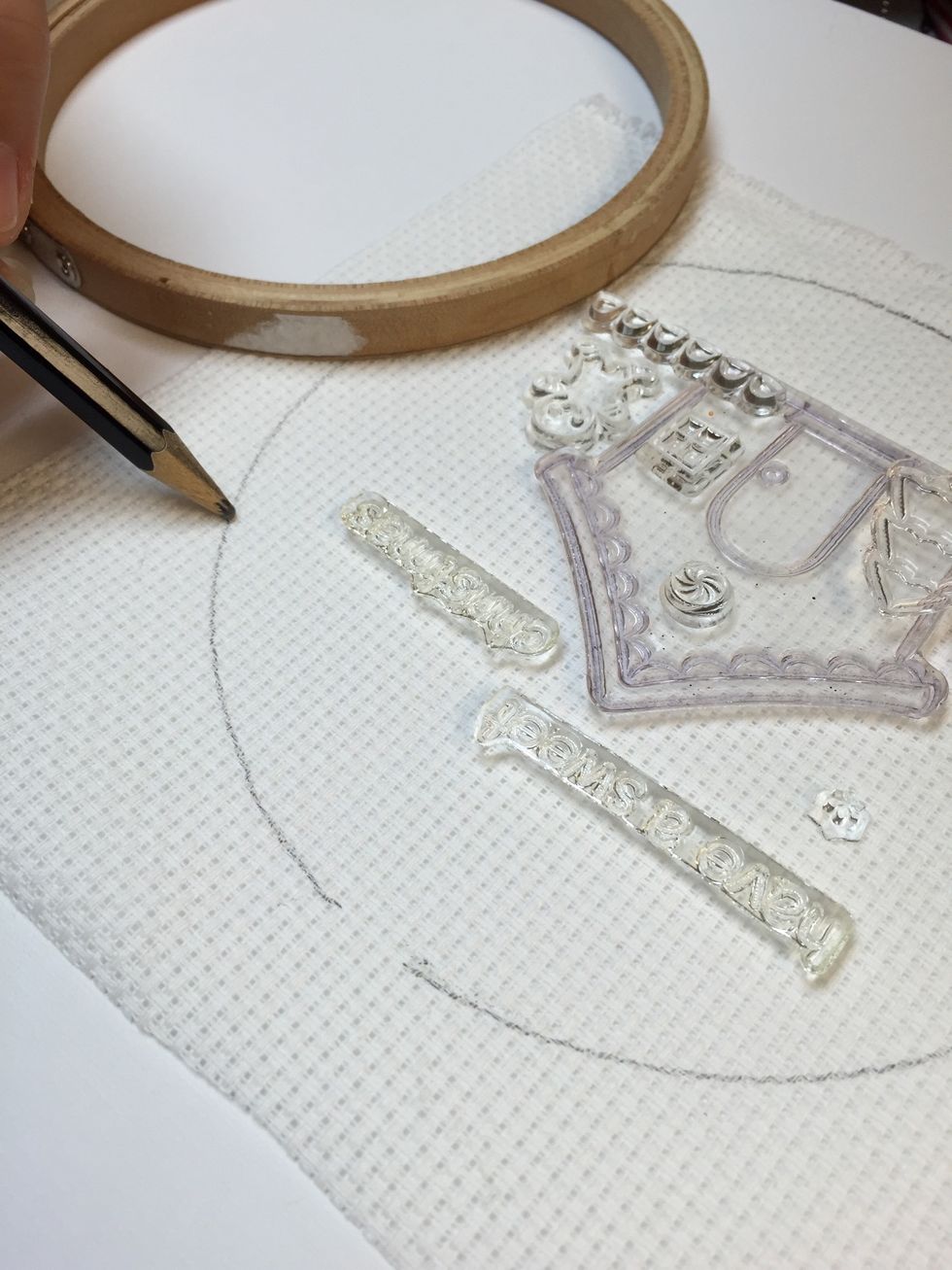 Draw your hoop to use it as a guide for stamping