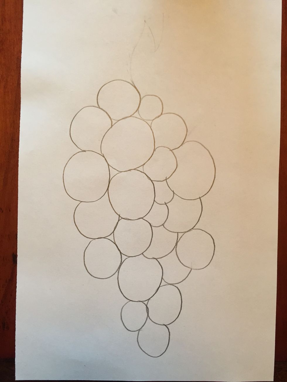 Draw your subject using pencil. You are drawing grapes for this assessment. Make sure to draw them big enough to add value. Overlap some and vary size (some small grapes and some big). Fill your page.