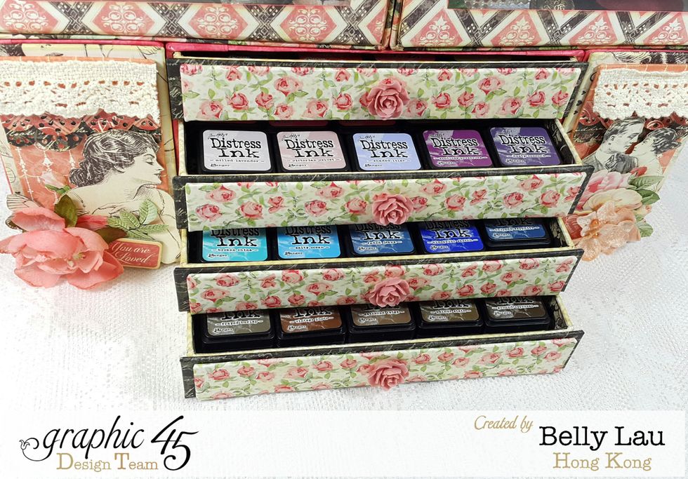 Drawers are fit for 3x5 mini Distress Ink pads.