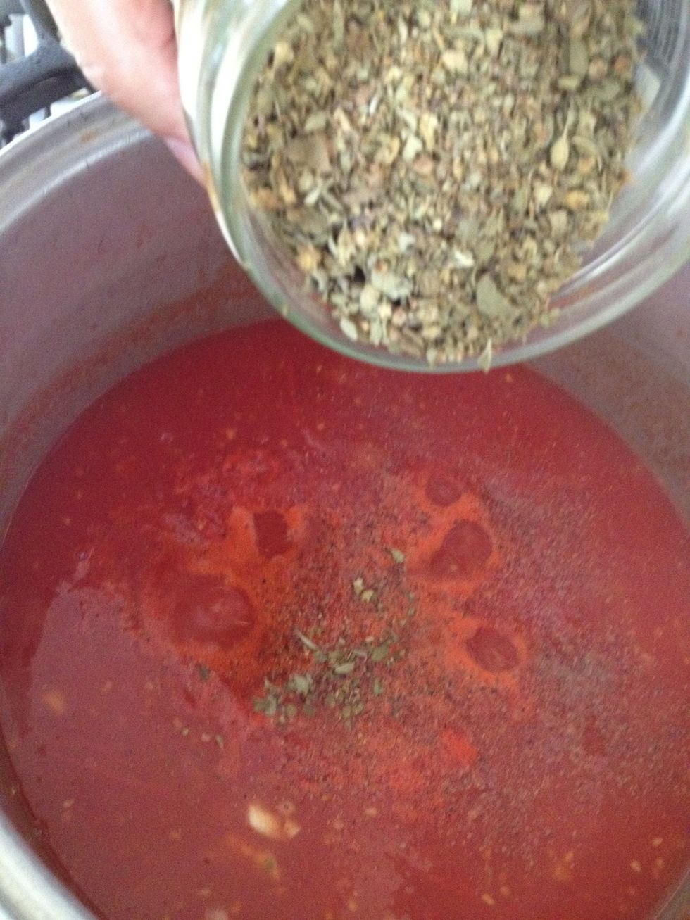 Dried oregano goes in next.