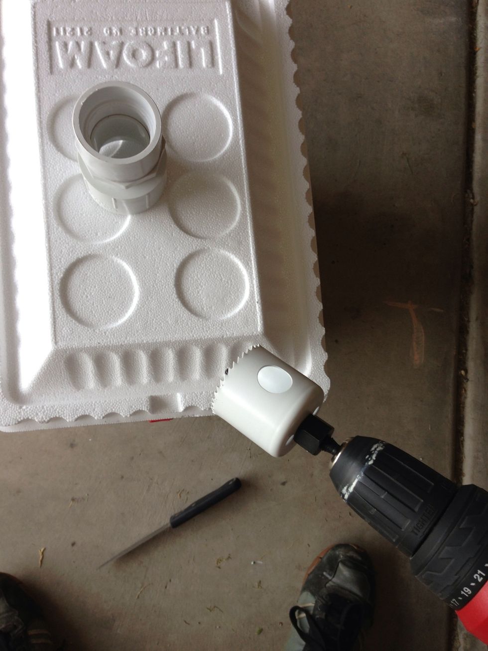 Drill or cut a 2" hole on the top/side of the life (or anywhere towards the top)