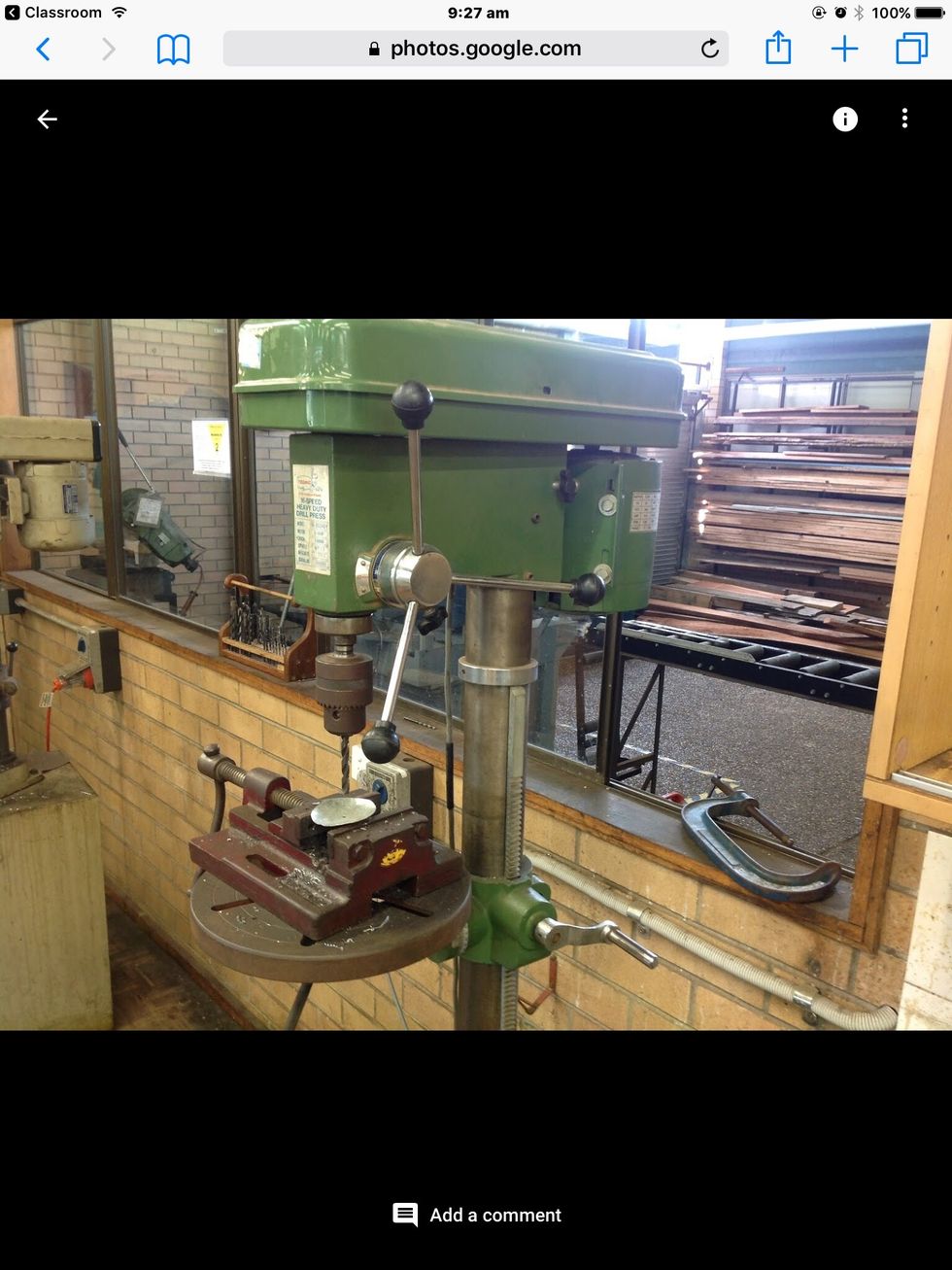 drill press a hole into the middle