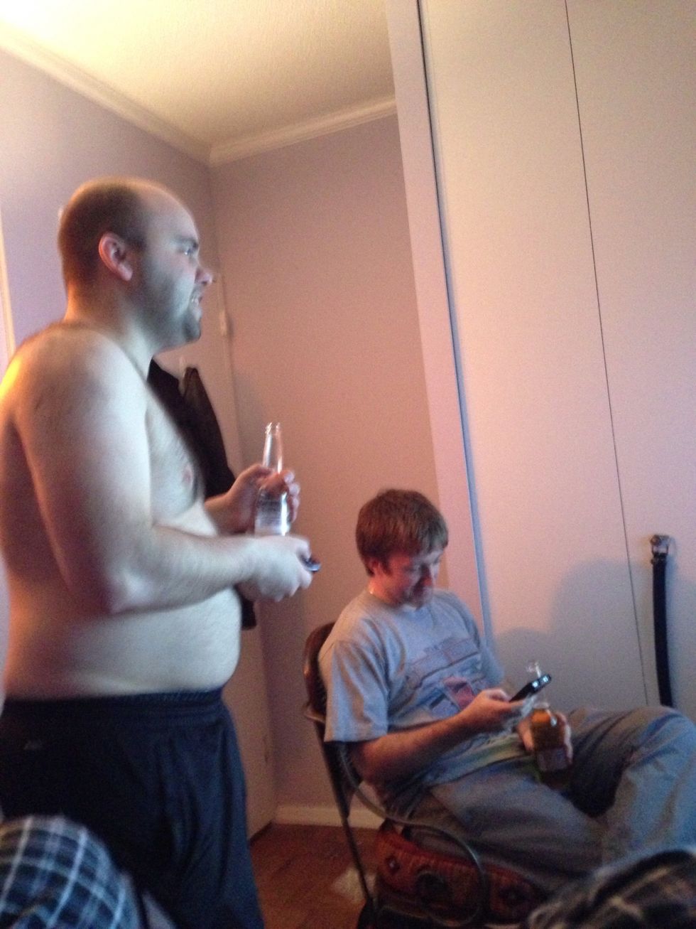 Drink beers + wear no shirt