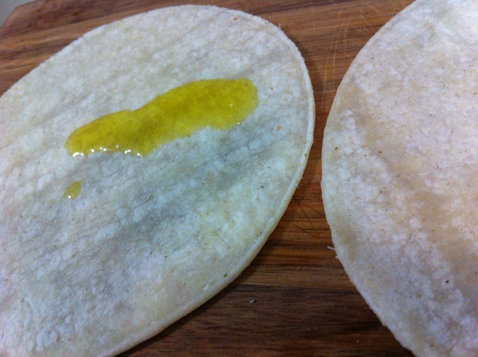 Drip a dollop of olive oil on your tortilla