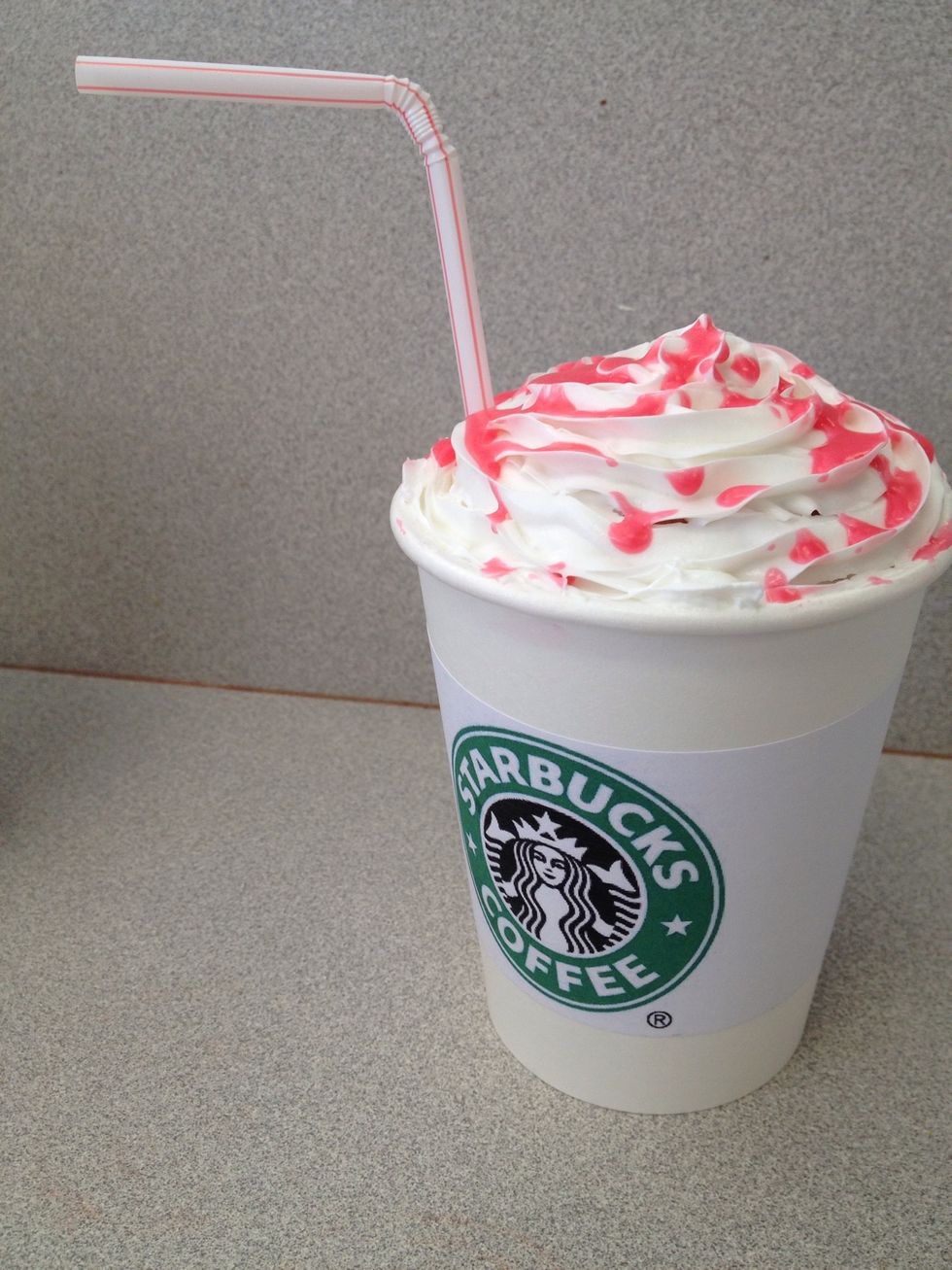 Drizzle icing over the top messily to make it look like flavoured topping