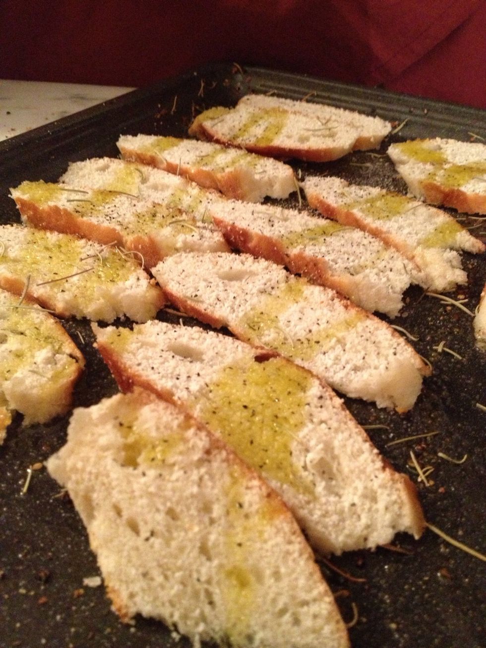 Drizzle olive oil, black pepper ,salt, I added rosemary but you can use any herb you like