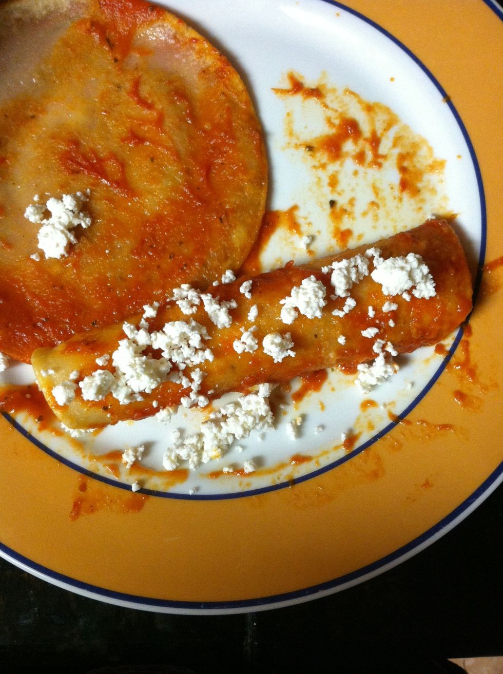 Drizzle some more cheese on top, and that's your final product. Enjoy !! Serve with any side you would like (: