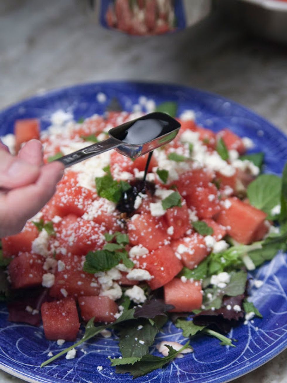 Drizzle with 2 or 3 Tbs of balsamic glaze *