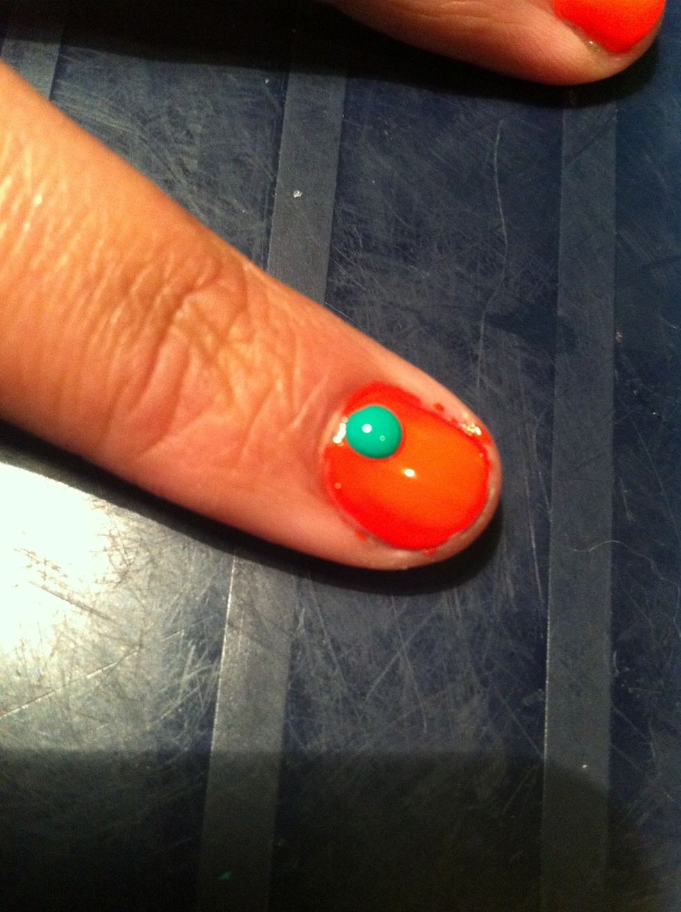 Drop a blob of the nail varnish at the top of your nail