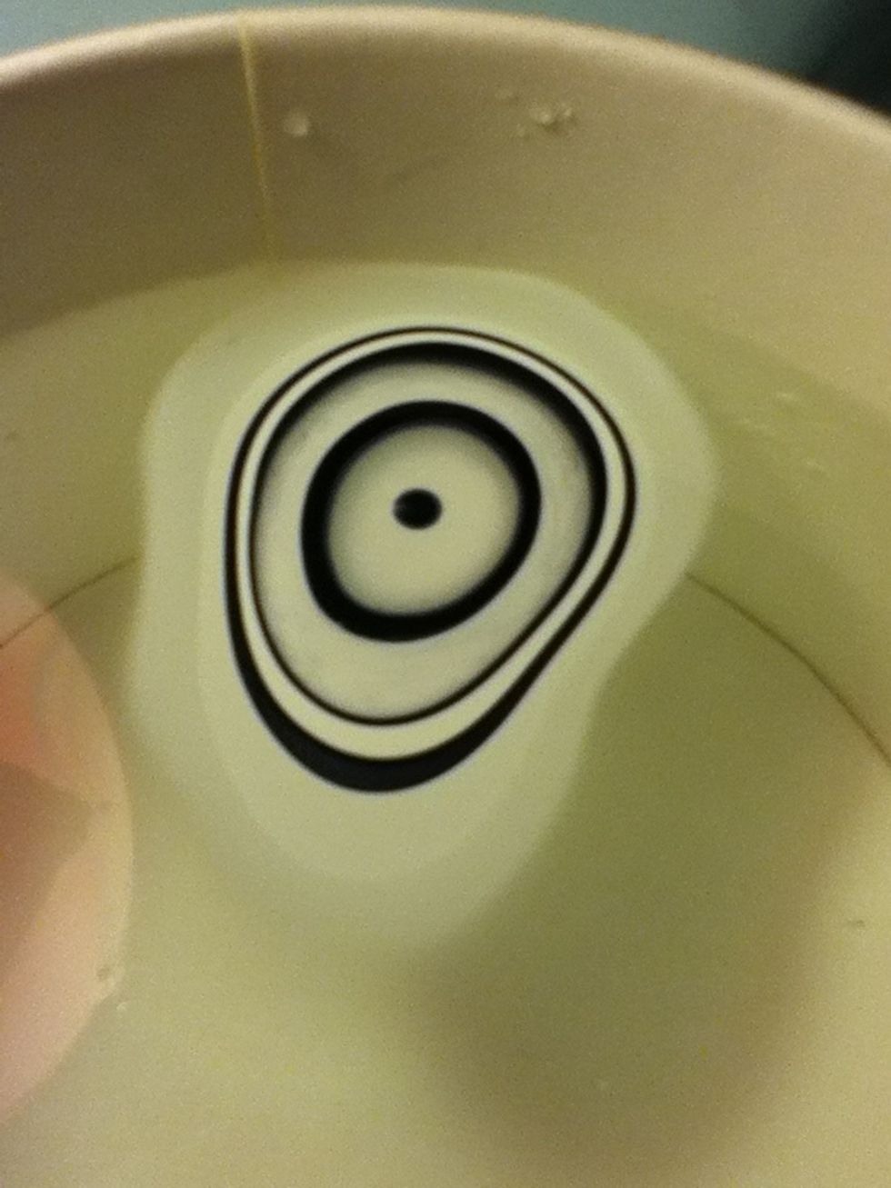 Drop black, white, black, white ect. Until you get a lot of rings (Do this as fast as possible to do it right)