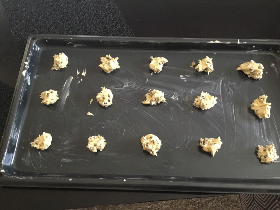 Drop heaping tablespoons of dough on the tray roughly 2 inches away from each other