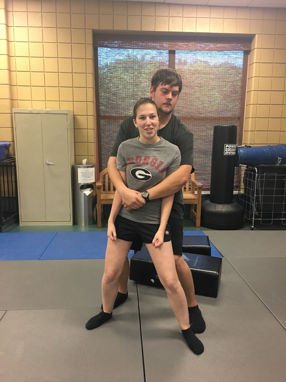 Drop into base position( lower knees , widen your stance, and find your balance)