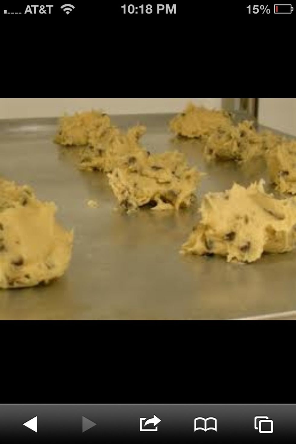 Drop rounded tablespoons of cookie dough onto a greased pan about two inches apart.    ( you can even pack the dough into a baking sheet and create a cookie cake, I did both).