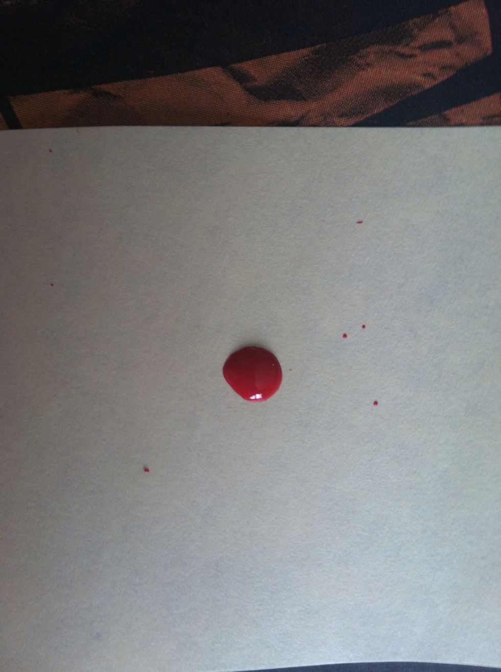 Drop some red polish onto the post-it or paper (not too much at once to avoid drying)