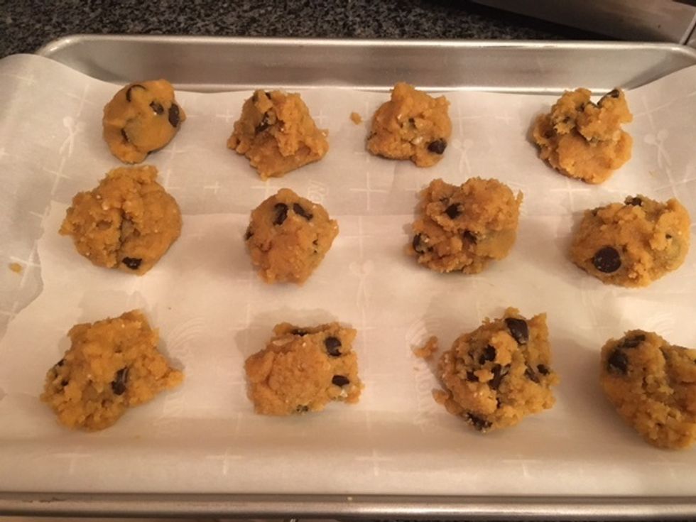 Drop tablespoons of dough onto a lined baking sheet