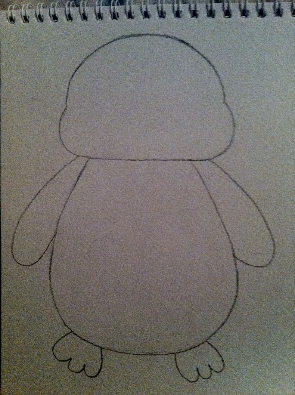 Drwa his both hands.