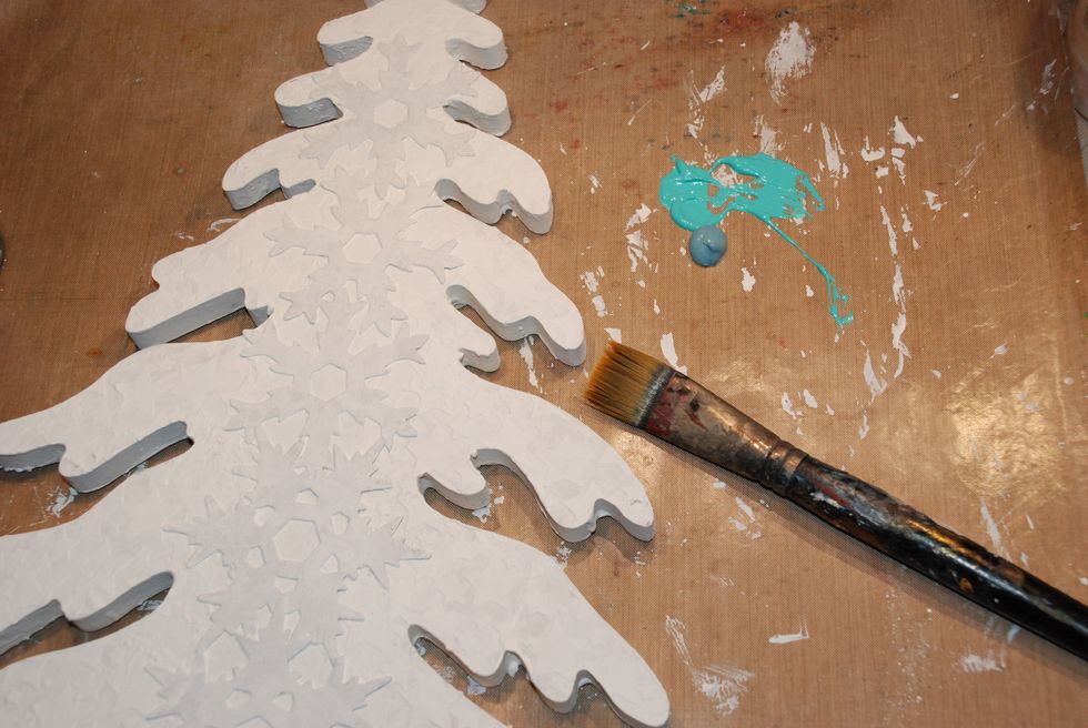 Dry-brush 2 colors of blue acrylic paint....