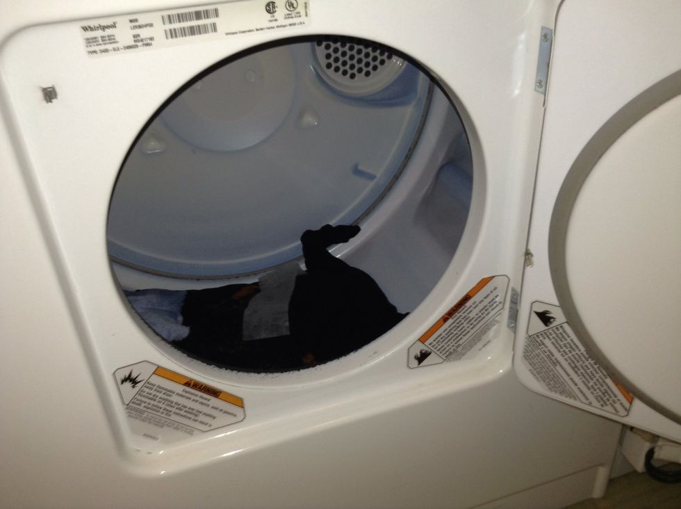 Dry it! I threw a dry towel in with it to keep it from sticking to the sides of the dryer. Put a dryer sheet in, just do it like you normally dry clothes.