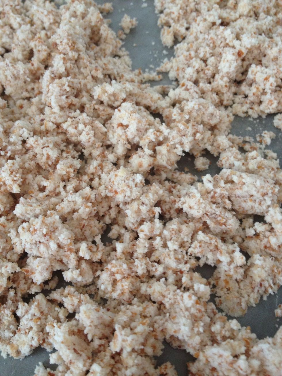 Dry out the almonds in a 170 degree oven or dehydrator, grind up and store in freezer or fridge to use as almond meal (flour alternative). I just keep adding to my freezer stash.