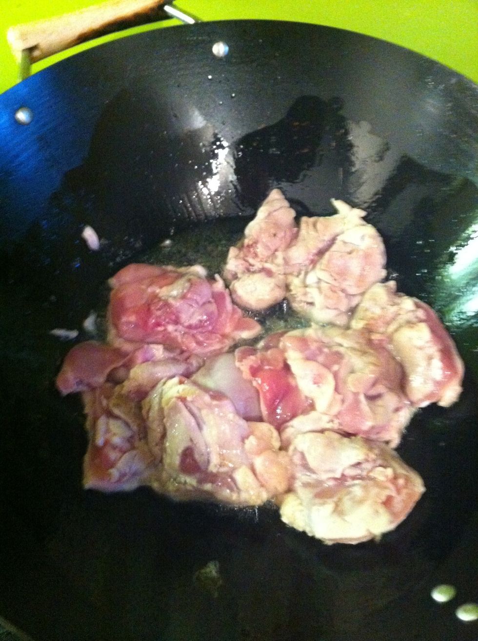 Dry the chicken until browned