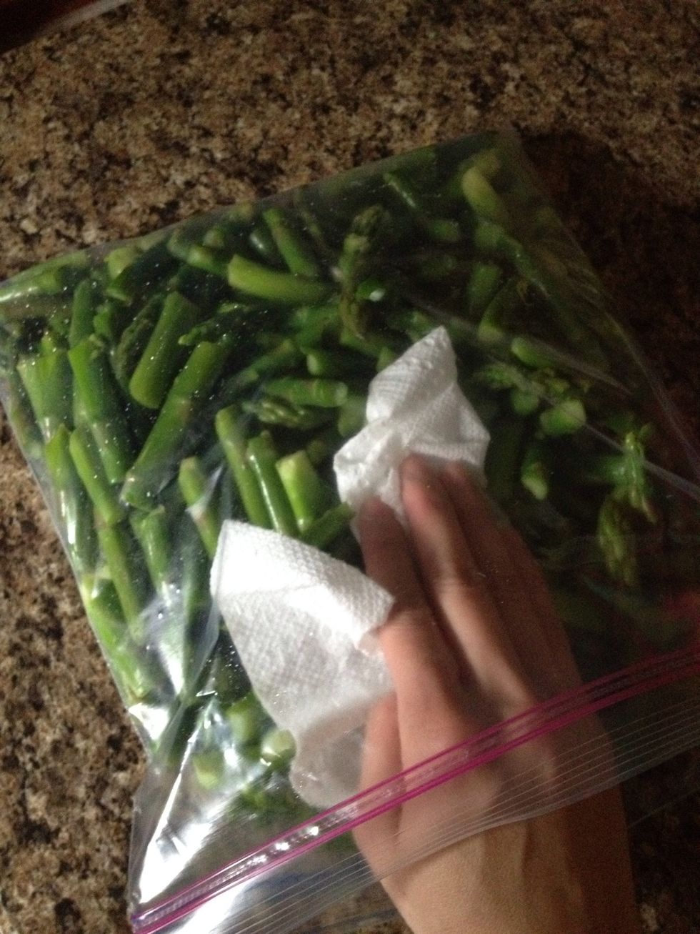 Dry them. Put in freezer bags.