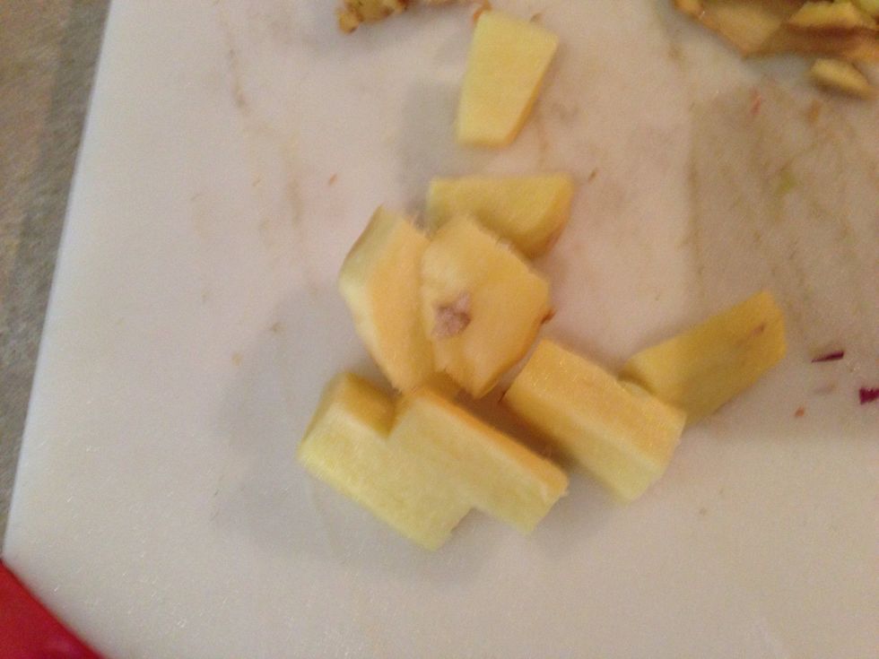 Due to my lack of deft knife skills, lost about half of the ginger. All good.