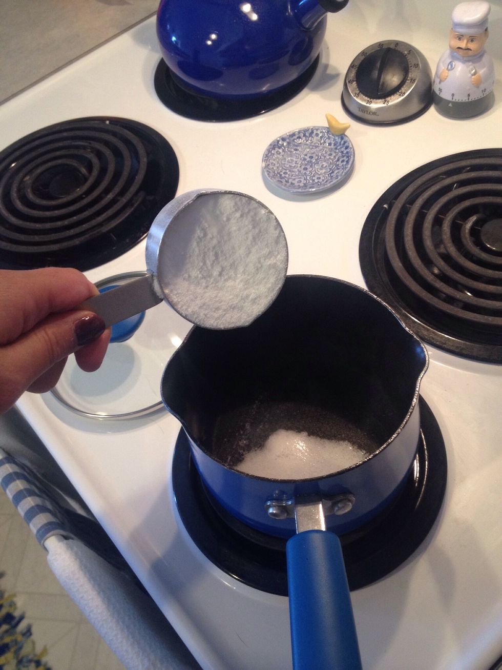 Dump 1/2 cup Stevia in with the water.