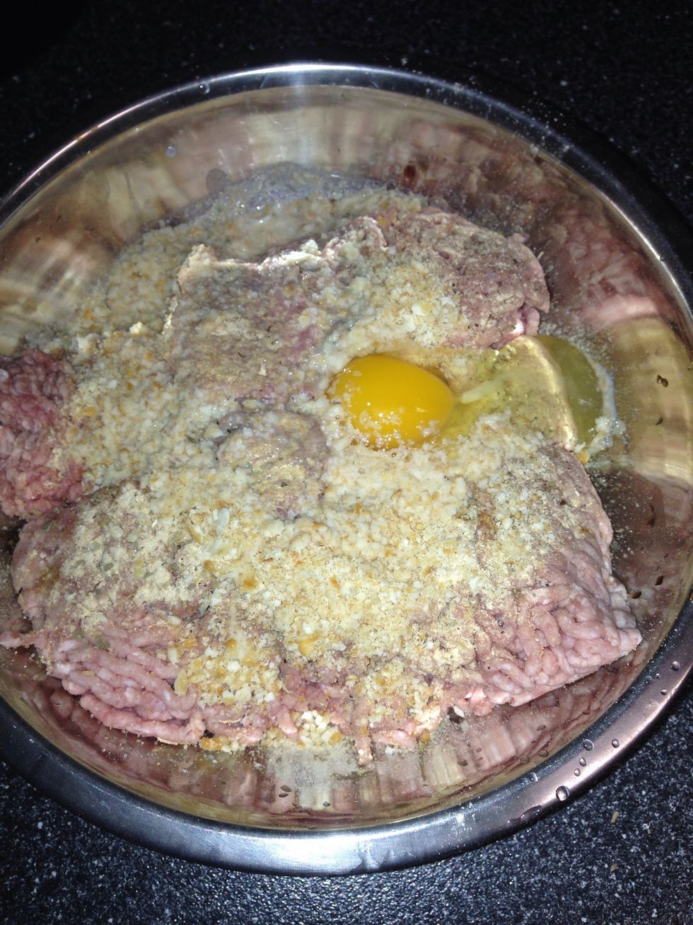 Dump all your ingredients into a mixing bowl.