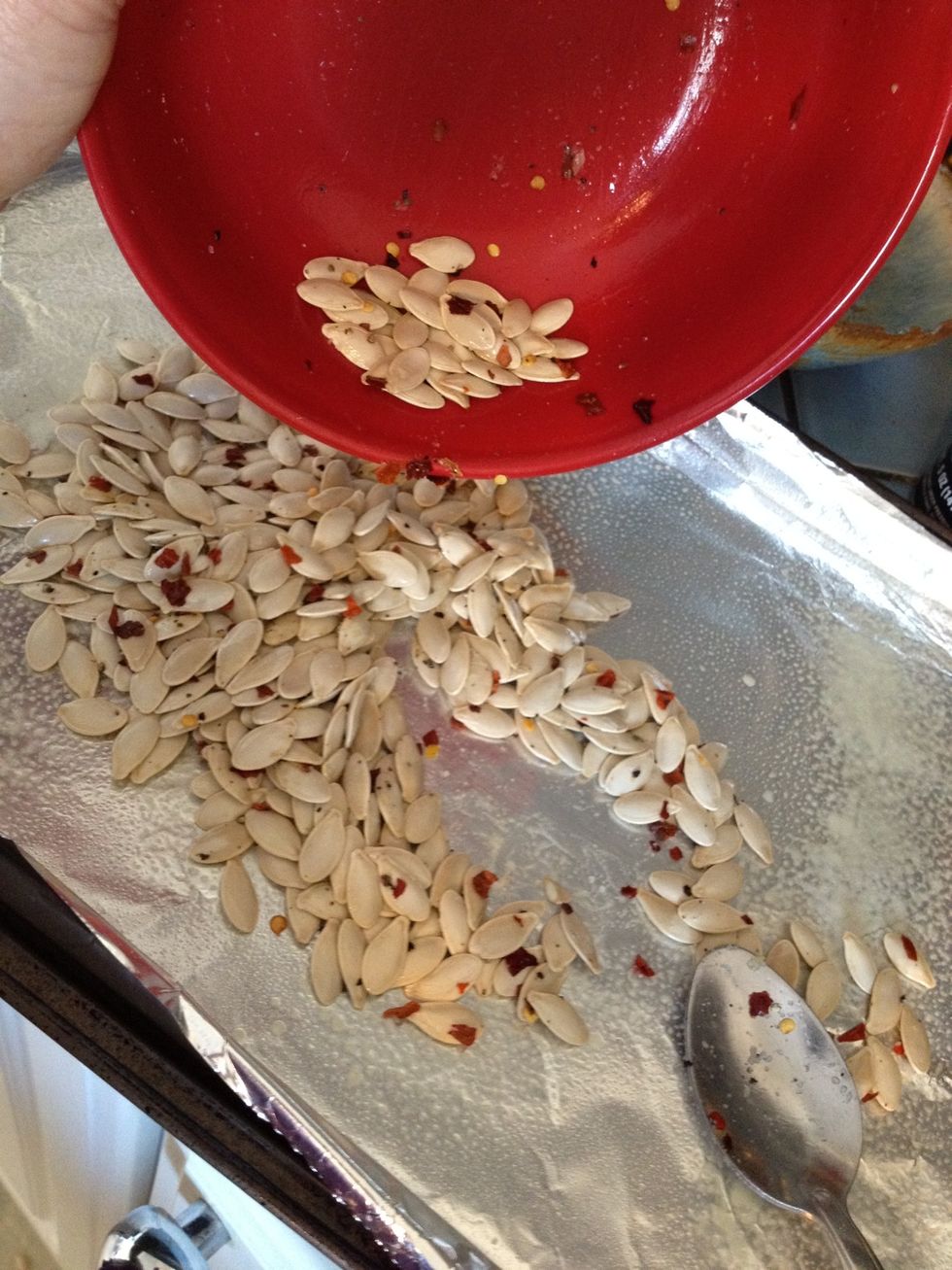 Dump onto the cookie sheet.