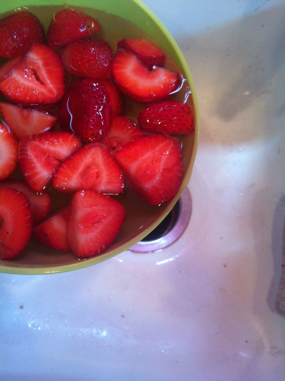 Dump out the water. Careful not to dump any of the berries!