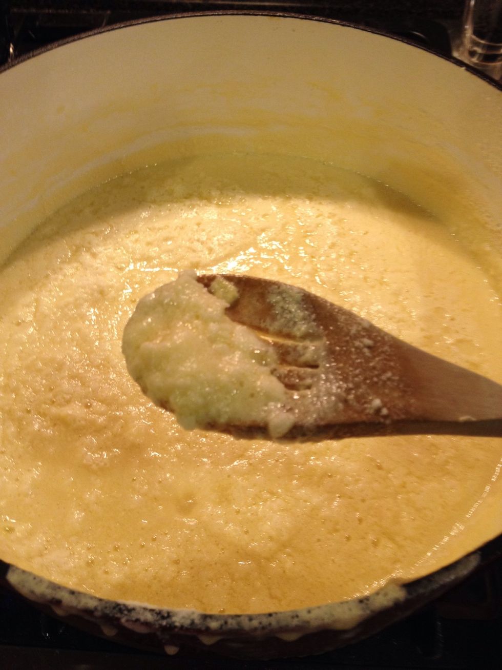 Dump the contents of your jars back into your pot and bring to a boil again. See? Lots of undissolved powder here!