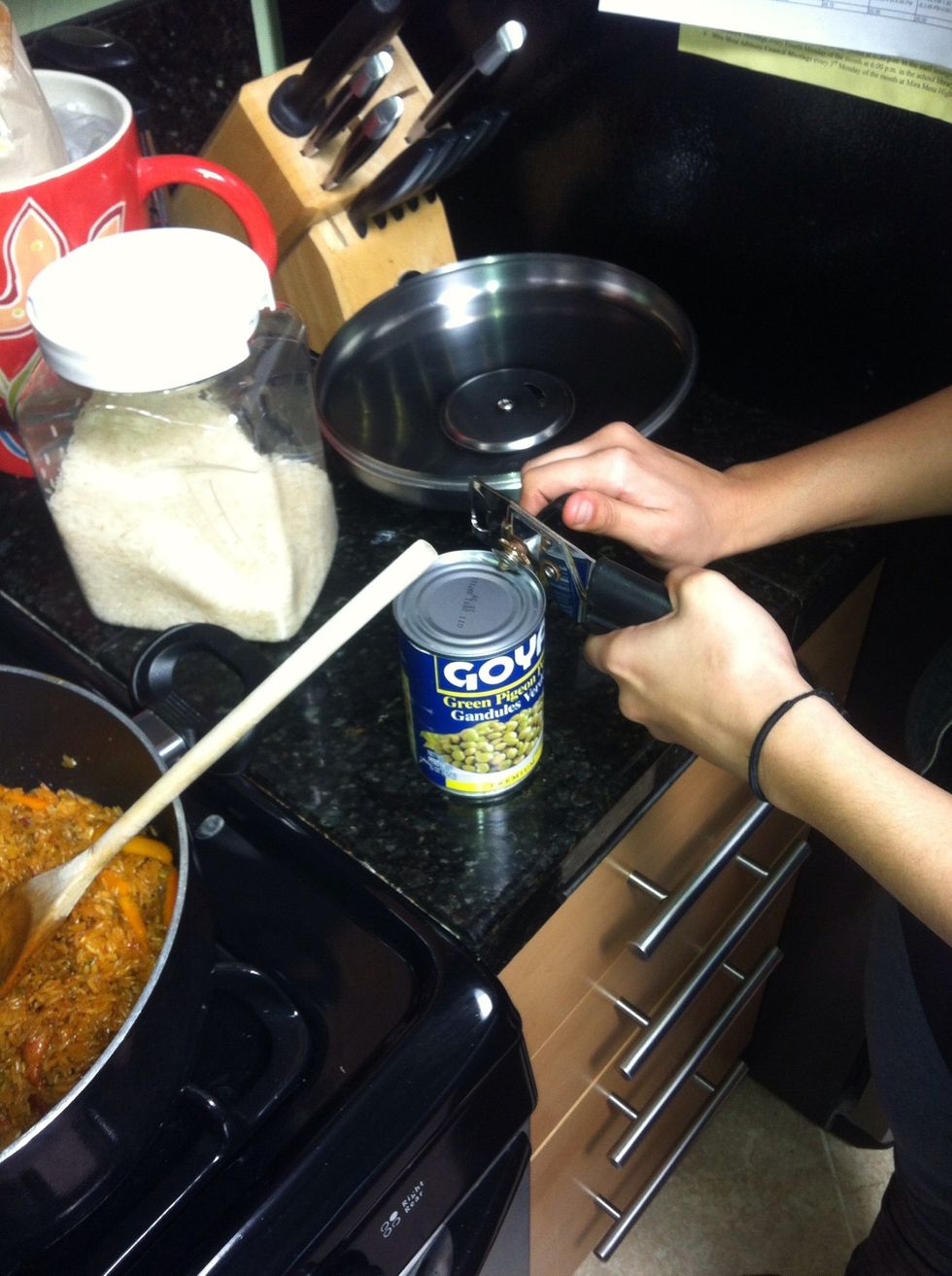 Dump the entire can of gandulez including the liquid we don't use much water for this