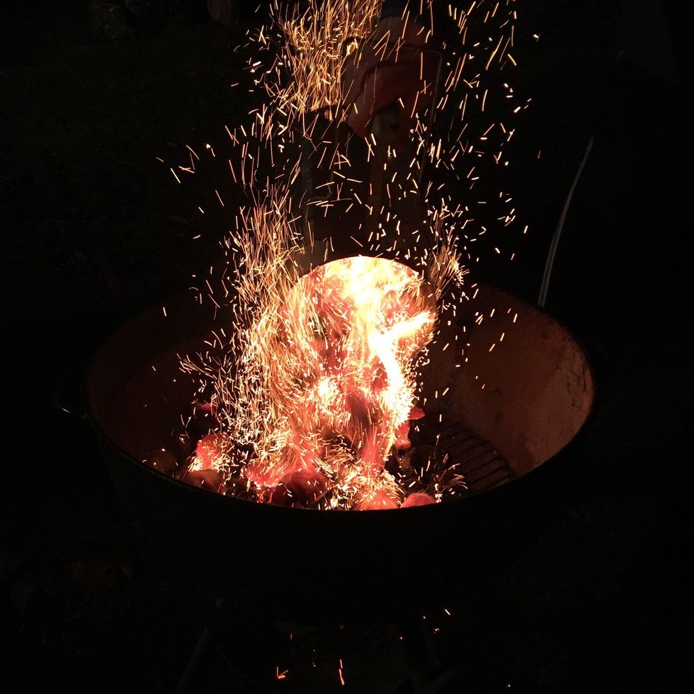 Dump the hot coals into the grill