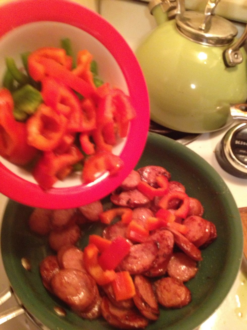 Dump the veggies in. Sorry about the blurry pic.