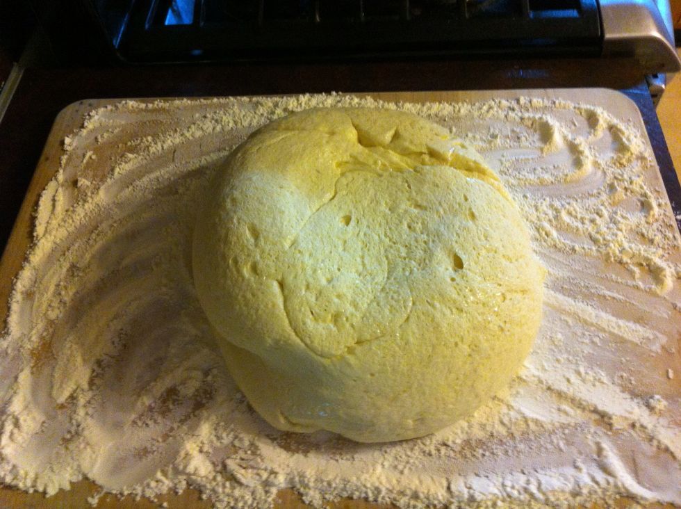 Dump your dough out into the middle.