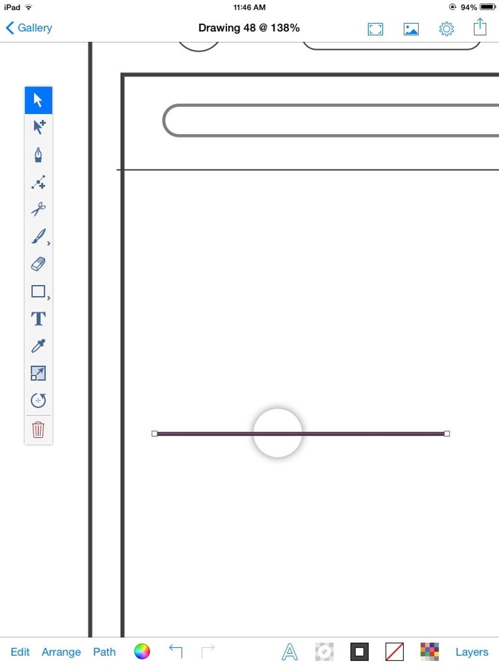 Duplicate a line. And place it over the circle.