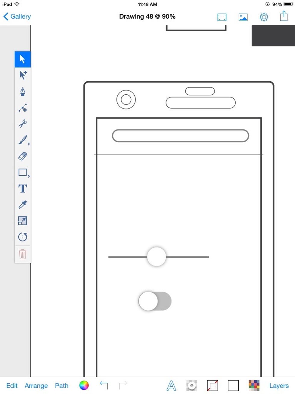 Duplicate the slider knob and place it over the shape. Switch done!