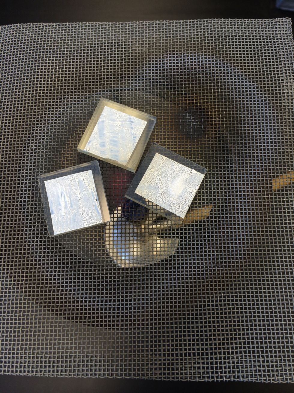 During heating, the film may turn brown, then back to white again.