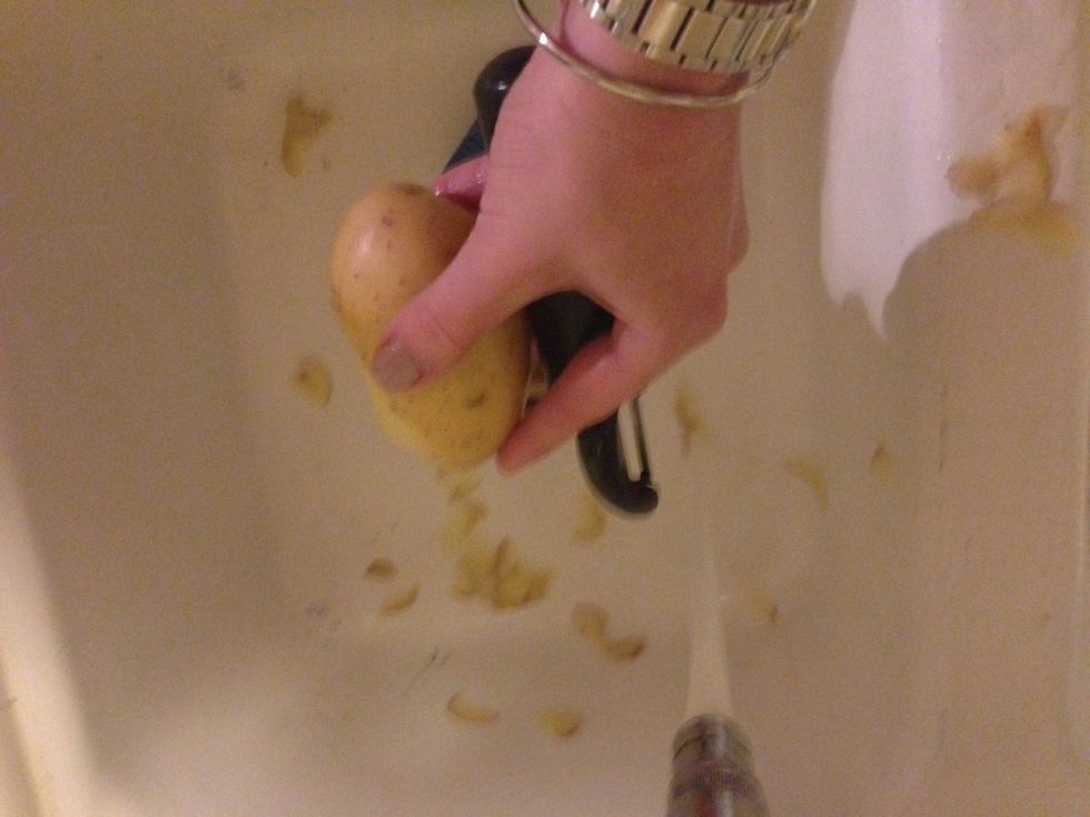 During the 15 minute simmer, peel & chop 4 cups of Yukon potatoes.